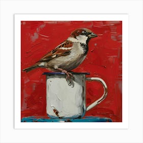 Sparrow In A Cup 1 Art Print