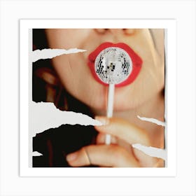 Disco Lollipop Paper Collage SQUARE Art Print