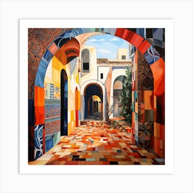 Bohemian Contemporary Art Print - Patterned Archways With Colourful Tiles Art Print