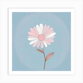 A White And Pink Flower In Minimalist Style Square Composition 151 Art Print