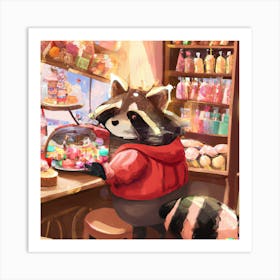 Raccoon looking for snacks Art Print