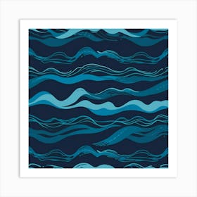 Blue Waves Art Print Art Print