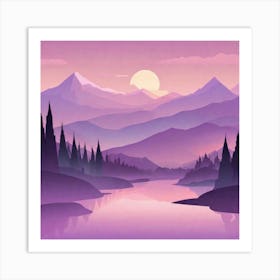 Misty mountains background in purple tone 76 Art Print