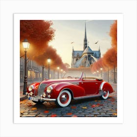 Vintage Car In Paris Art Print