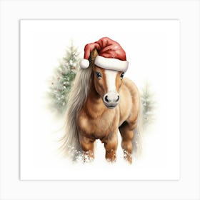 Santa Hat Pony 1 Art Print