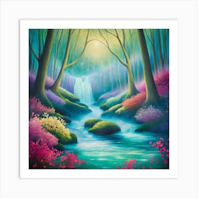 Waterfall In The Forest 3 Art Print