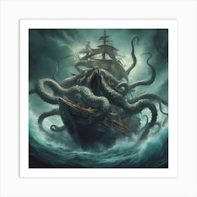 Octopus Ship 1 Art Print