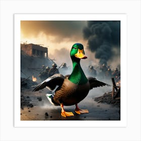 Duck In Battle Art Print