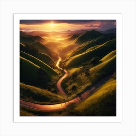 Sunrise Over The Hills Art Print