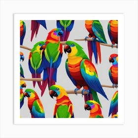 Colorful Parrots 1 Art Print