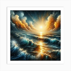 Sunset Over The Ocean 1 Art Print