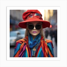 Woman In A Colorful Hat Art Print