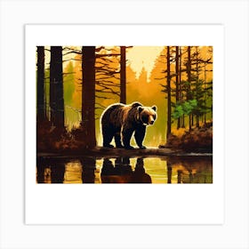 Brown Bear In The Forest Art Print