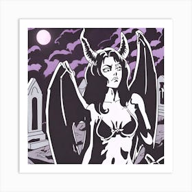 Spooky Devil Woman Art Print