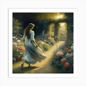 Girl In A Garden 4 Art Print