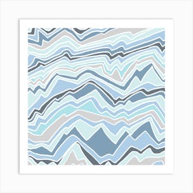 Rainbow Mountains Blue Square Art Print