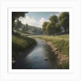 Stream In The Grass 4 Art Print