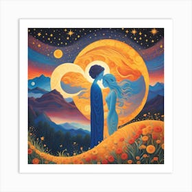 Moon And Stars Art Print