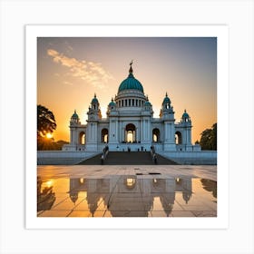 Victoria Memorial, India Cubism Style Art Print