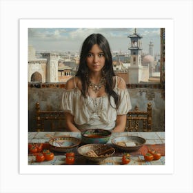 Woman At A Table Art Print