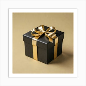 Black Gift Box With Gold Ribbon 2 Art Print