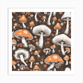 Seamless Pattern With Mushrooms 2 Art Print