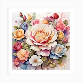 Watercolor Roses Art Print