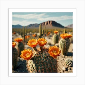 Portrait Perfect Orange Cactus Desert Art 0 Art Print