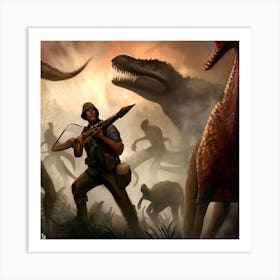 Dinosaurs In The Jungle Art Print