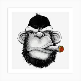 Monkey Cigar Gorilla Smoking Cigarette Art Print