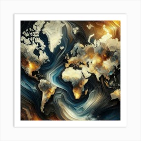 Abstract World Map 7 Art Print