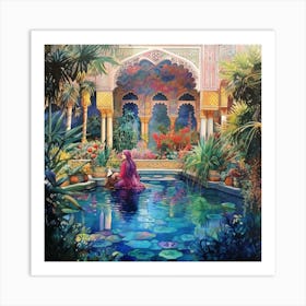 Woman In A Riyadh Pond Art Print