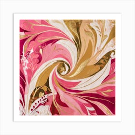 Pink And Gold Swirl Art Print