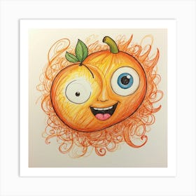 Orange Face 3 Art Print