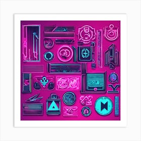 Neon Icons Art Print