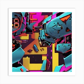 Robots Fighting Art Print