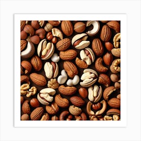 Nuts On A Black Background 8 Art Print