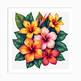 Hibiscus Bouquet Art Print