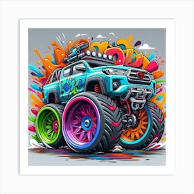 Toyota Monster Truck Vehicle Colorful Comic Graffiti Style Art Print