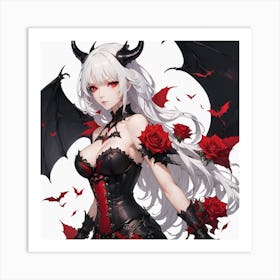 Devil Girl With Roses Art Print