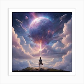 Boy Looking At A Planet Art Print