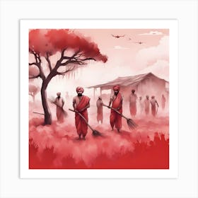 Red Fields Of India Art Print