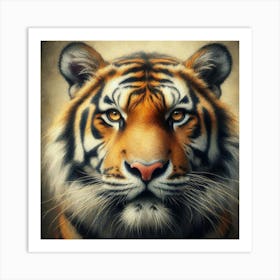 Tiger Head painting in oil Art Print