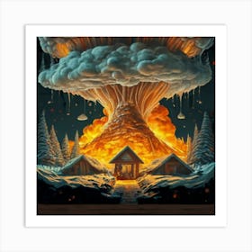 Wooden hut left behind by an atomic explosion 6 Art Print