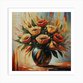 Poppies In A Vase Art Print