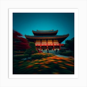 Asian Temple At Dusk Art Print