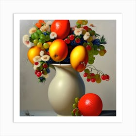 Vase Of Fruit And Flowers Art Print