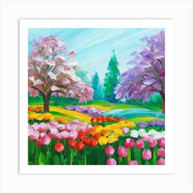 a flower garden in spring 9 Art Print