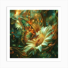 Butterfly On A Flower 3 Art Print