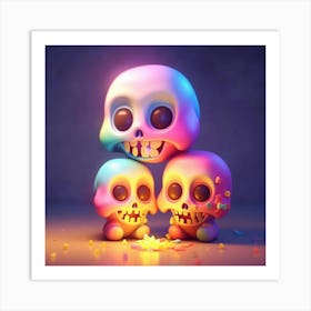 Colorful Skulls Art Print